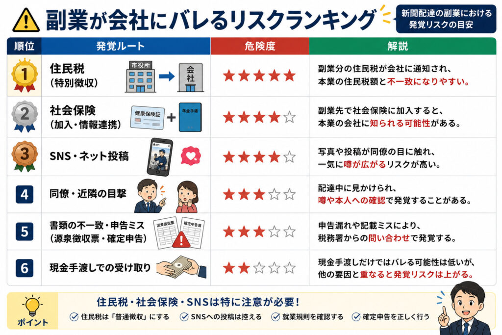 新聞配達 副業 バレる