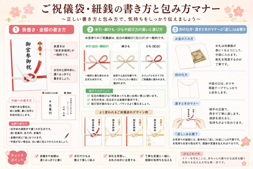 お宮参り紐銭　書き方
