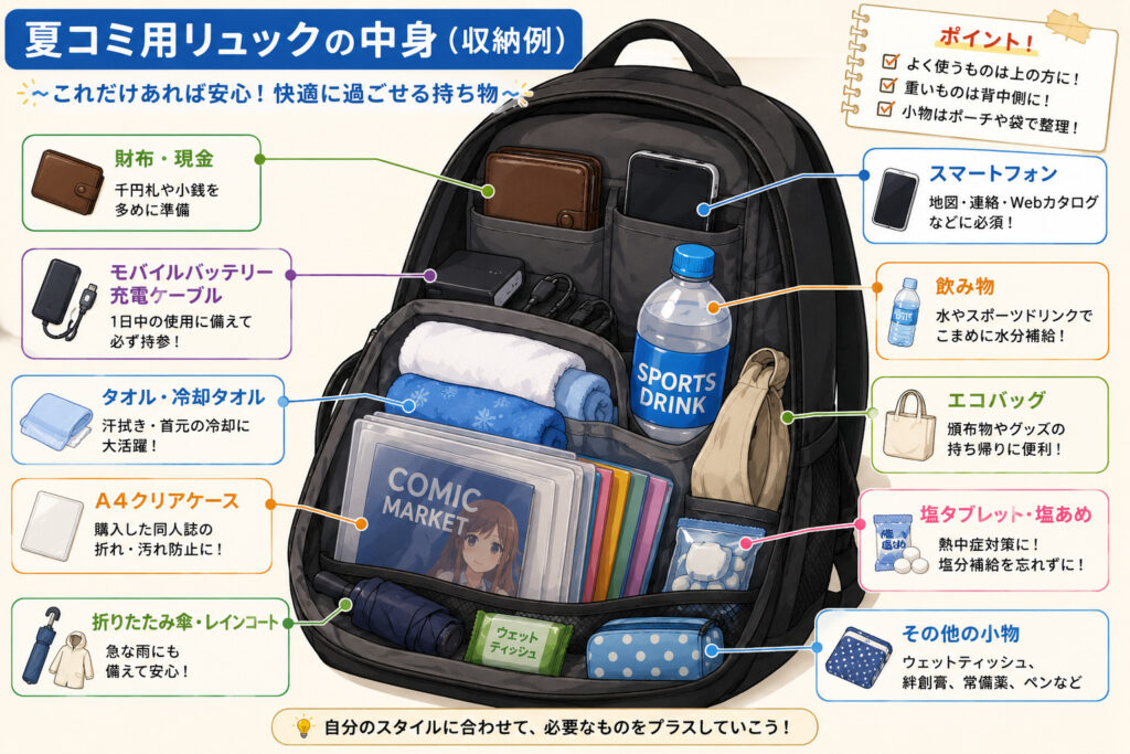 夏コミ 持ち物リスト　収納例