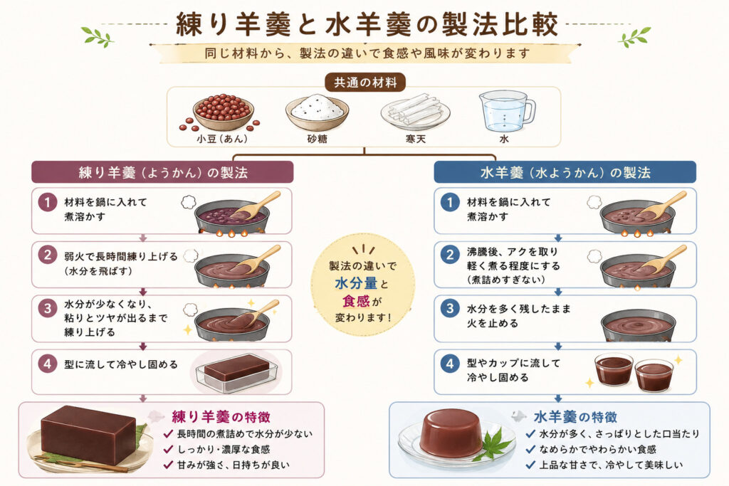 ようかん 水ようかん 製法比較